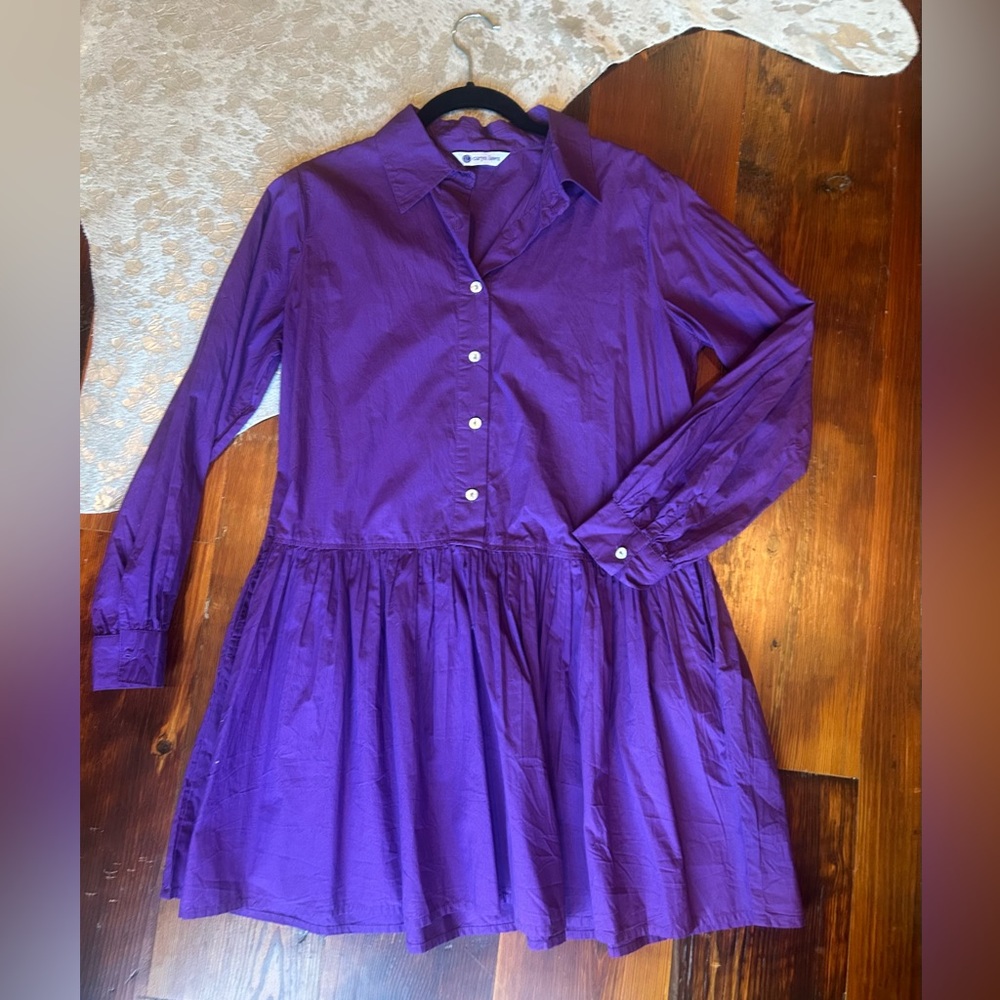 Caryn Lawn Purple Long Sleeve Button-Up Dress one size fits most (fits like a M)